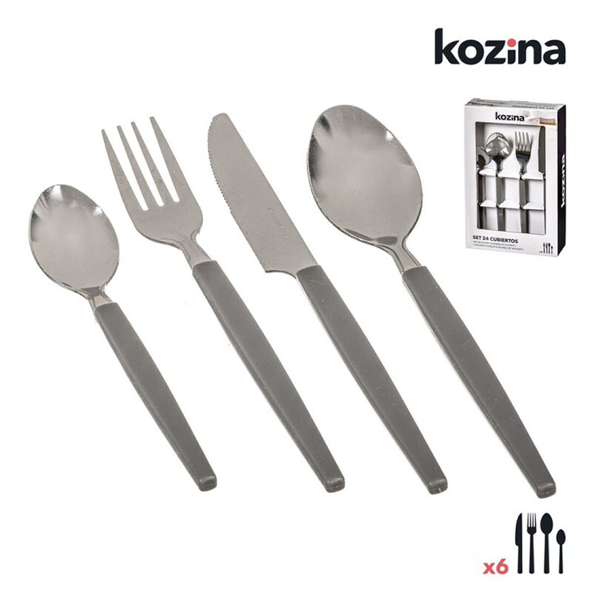 Bestick Kozina Grå Stål 24 Delar